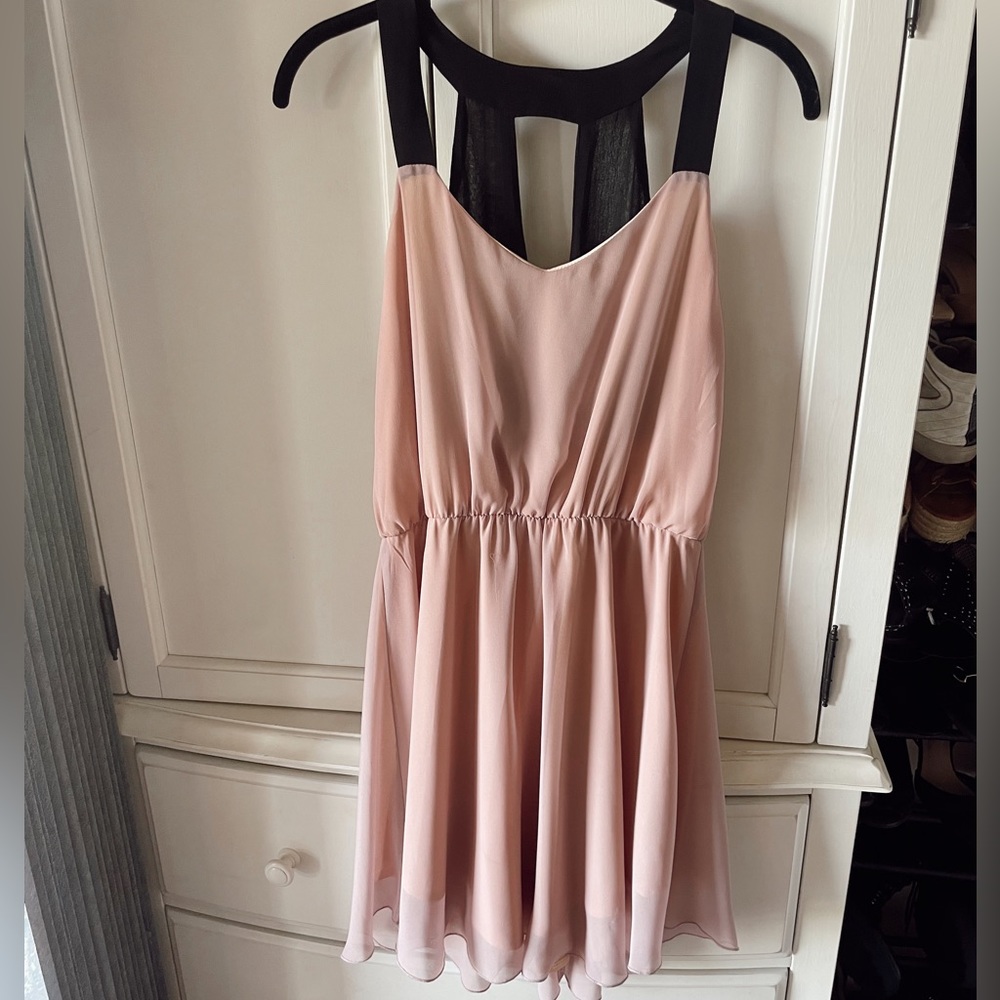 Pink and black mini dress